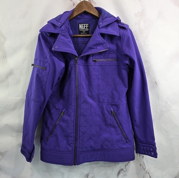 Neff Jacket Womens Small Purple Winter Windbreaker Ski Shell Snow Coat Studded - Picture 1 of 13